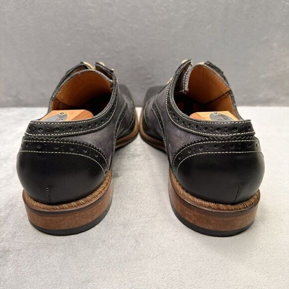 Jose Real Florence Mens Size 46 (US 13) Wingtip Oxford Jet Black Charcoal Veloce
